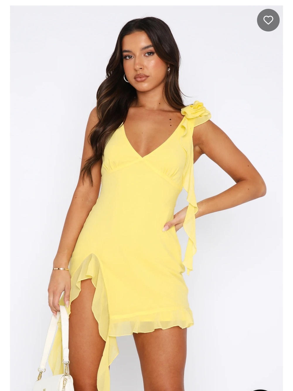 Whitefox Boutique Like That Yellow Ruffle Mini Dress with Shoulder Tie
